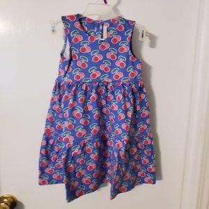 JoJo Maman Bebe Blue & Pink Cherry Tiered Sleeveless Dress--size 3-4